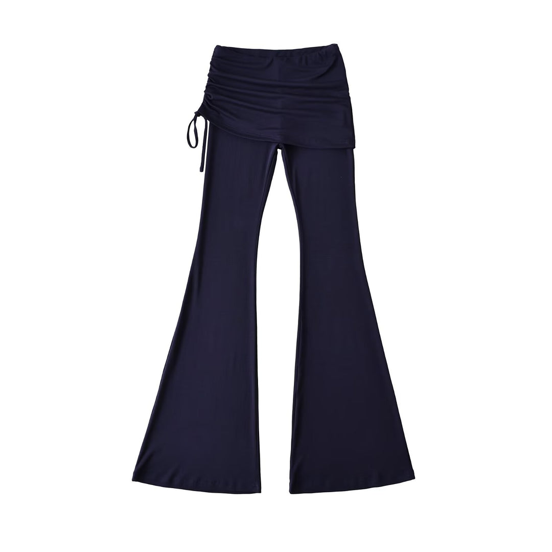 Women’s flared trousers with integrated mini skirt overlay and drawstring Amarae