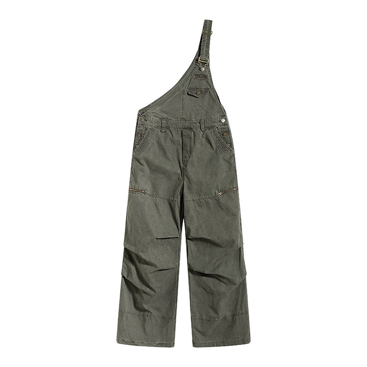 Women's Wide Dungarees with Asymmetric Strap and Multi-Pockets Amarae