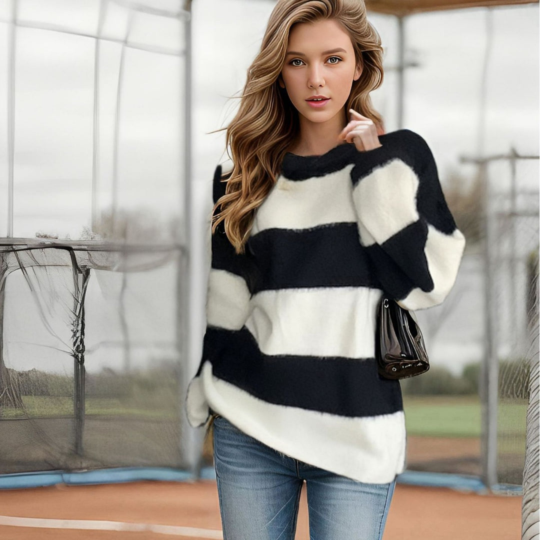 Ladies decorative striped sweater Lune London