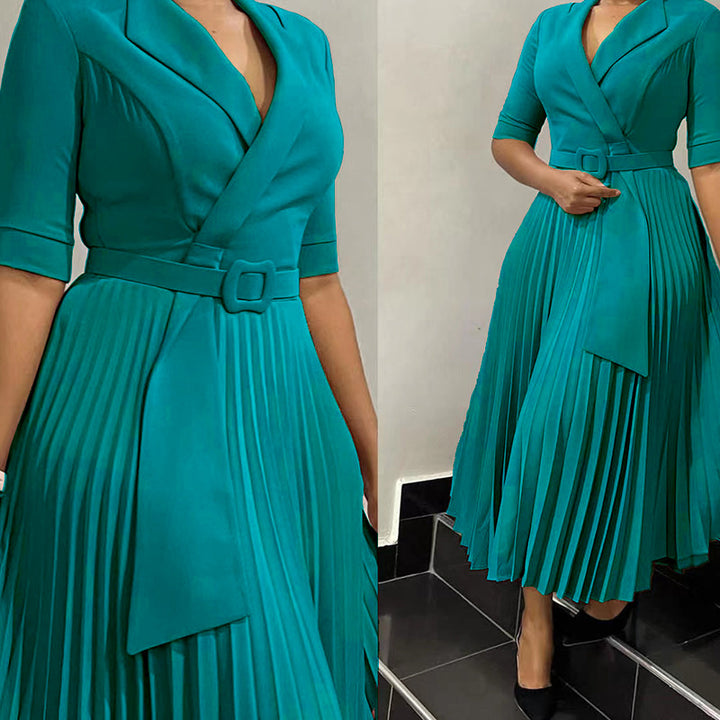 Pleated evening dress for women with fitted design Lune London