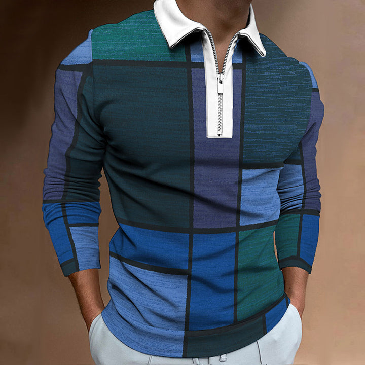 Men's polo with zipper, trendy and unique graphic design Lune London