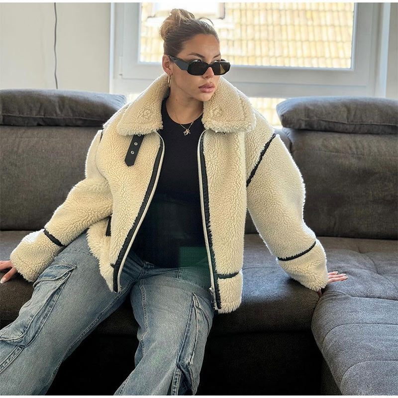Fleece jacket for women with high collar Lune London