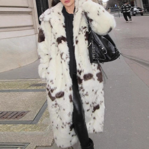WomenLuxury faux fur coat with bold pattern Amarae