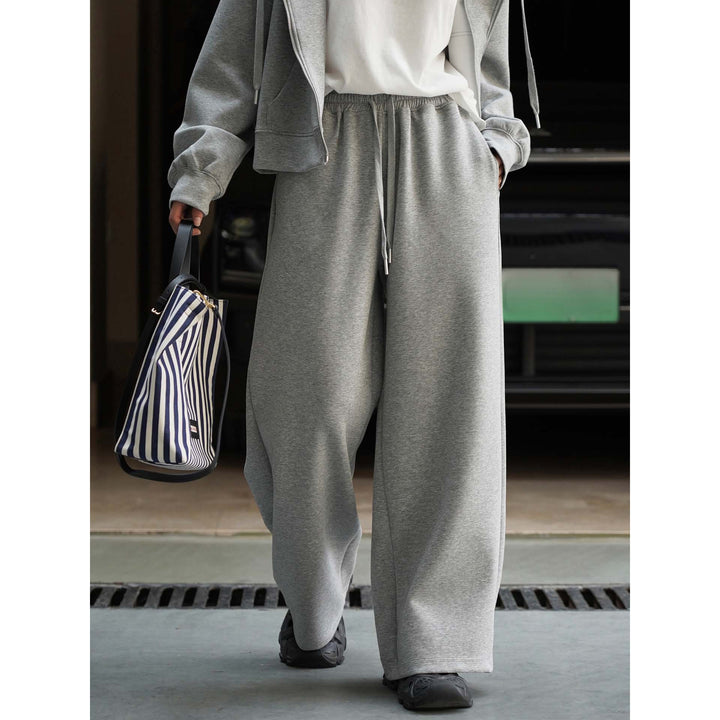 Ladies Lounge Palazzo Sweatpants in Relaxed Cut with High Elastic Waistband and Drawstring