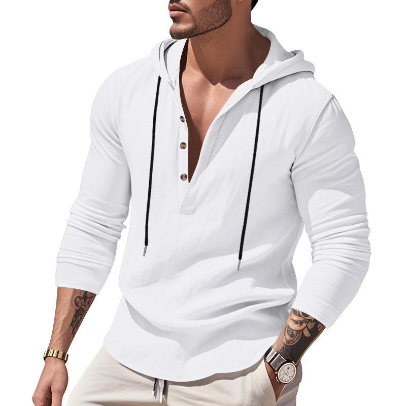 Men's casual hoodie with modern buttoned collar Lune London
