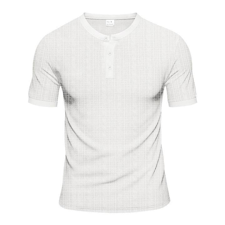 Men's Short Sleeve Henley T-Shirt with Modern Structured Design Lune London