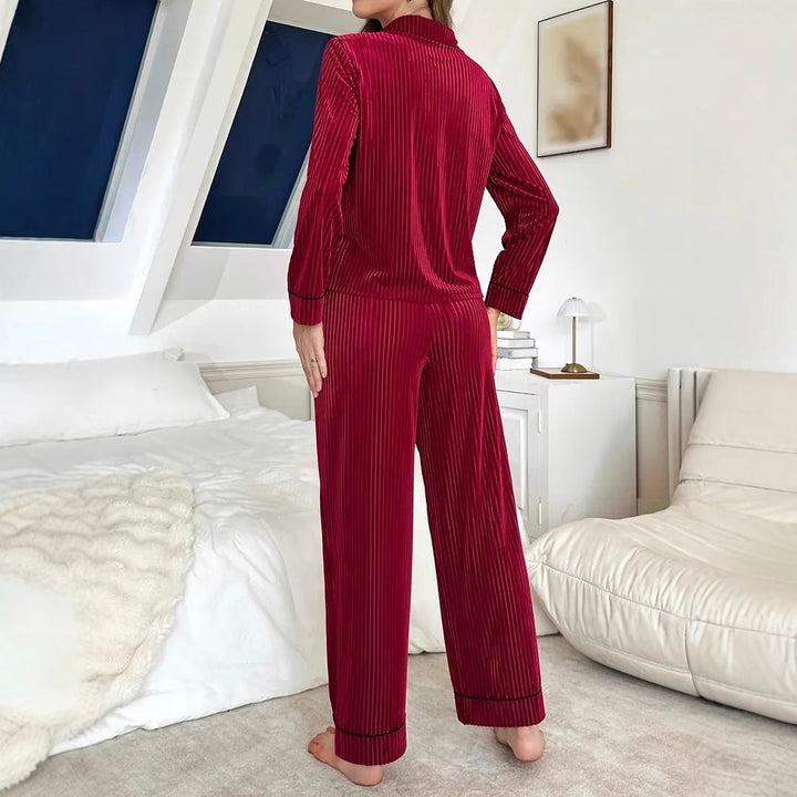 Ladies Luxurious Pajama Set with Fine Amarae Stripes