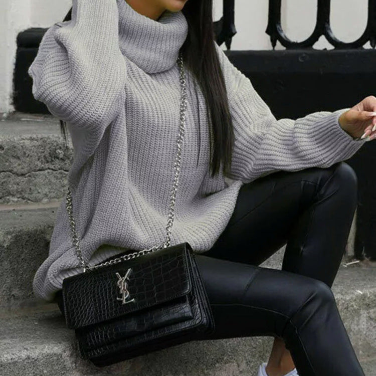 Chunky knit sweater for women with high collar and relaxed fit Lune London