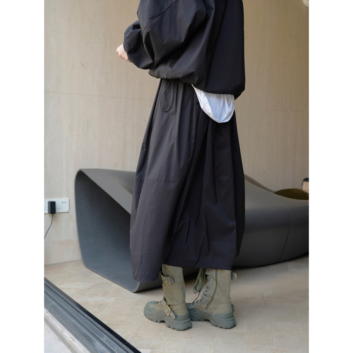 Women Longer Oversize Raincoat with concealed snap button placket and side pockets Amarae