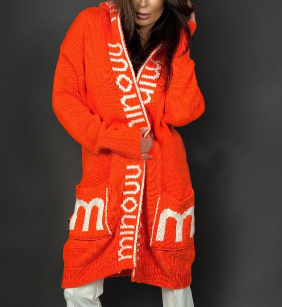 Knit jacket for women with logo print and deep pockets Lune London