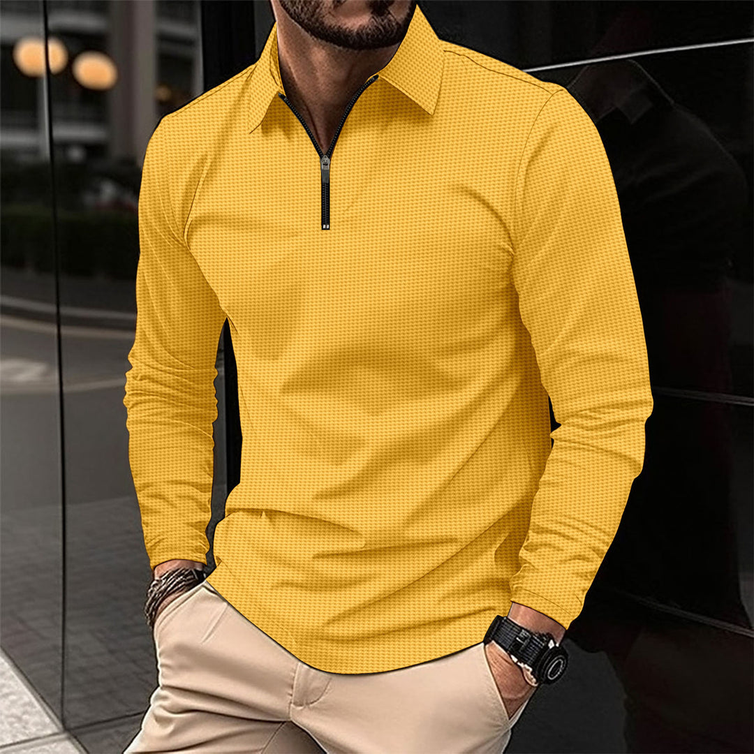 Men's elegant long sleeve shirt with innovative zipper closure and textured top Lune London