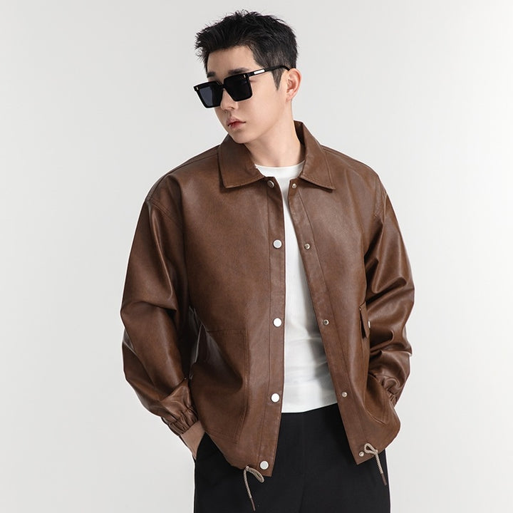 Casual faux leather jacket for women with adjustable waist and practical pockets Lune London