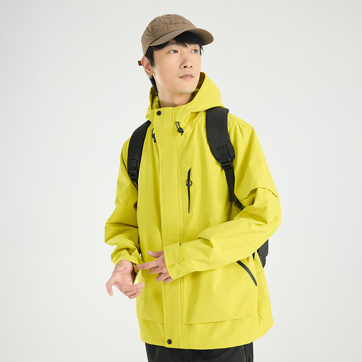 Men's lightweight breathable two-layer rain softshell jacket with adjustable hood and chest pocket Amarae