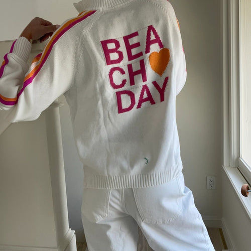 Sporty zip sweater for women with colorful stripes Amarae