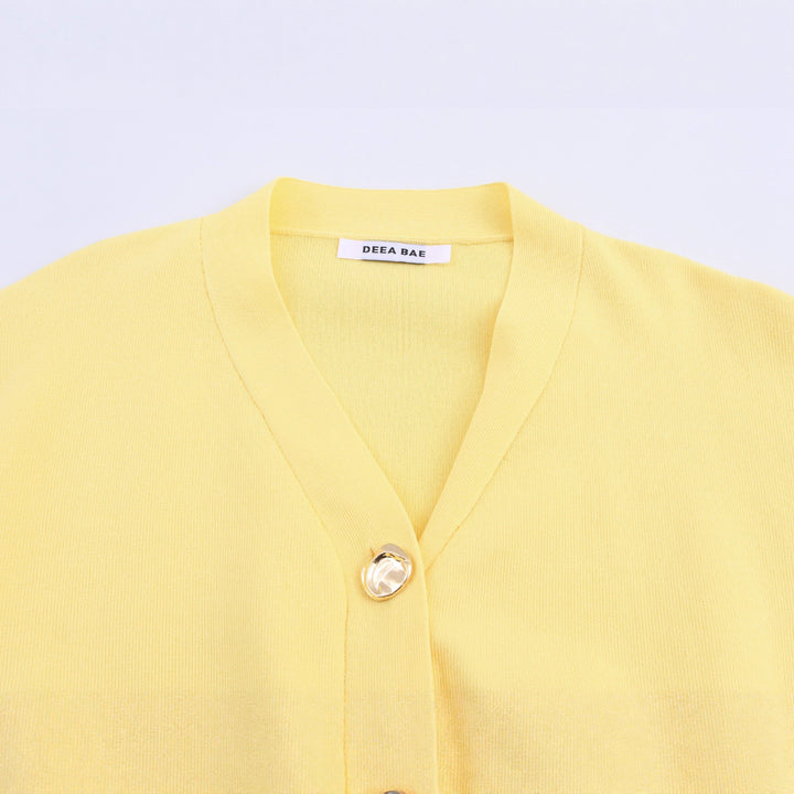 Women’s casual cardigan with puff sleeves and stylish button details Lune London