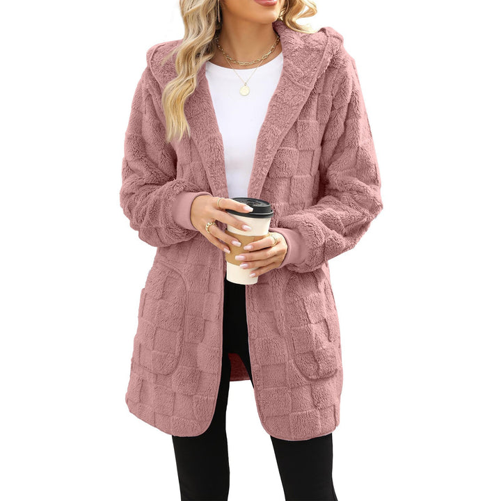 Women cozy fleece coat with hood Lune London