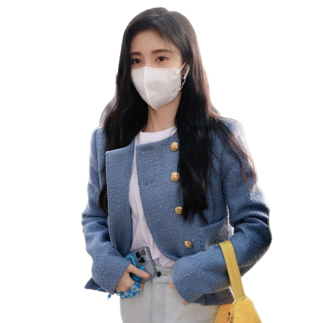 Veste bouclée élégante pour femmes avec boutons dorés Chic & Stil