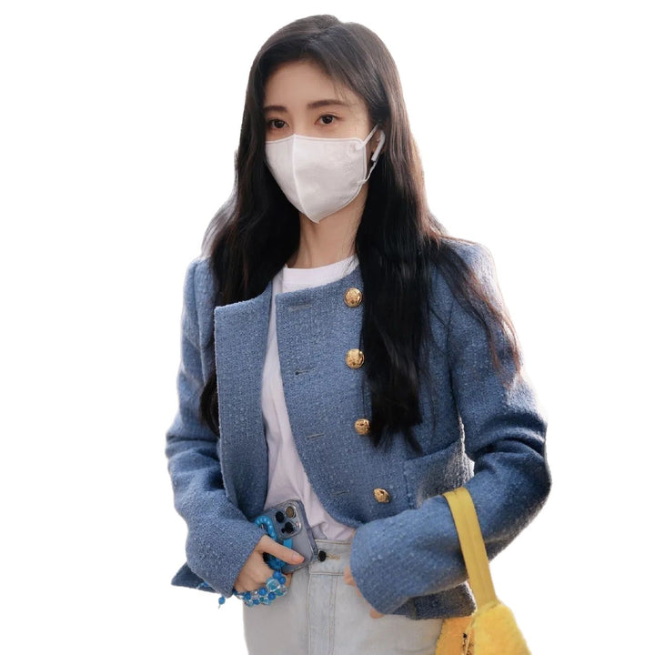 Veste bouclée élégante pour femmes avec boutons dorés Chic & Stil