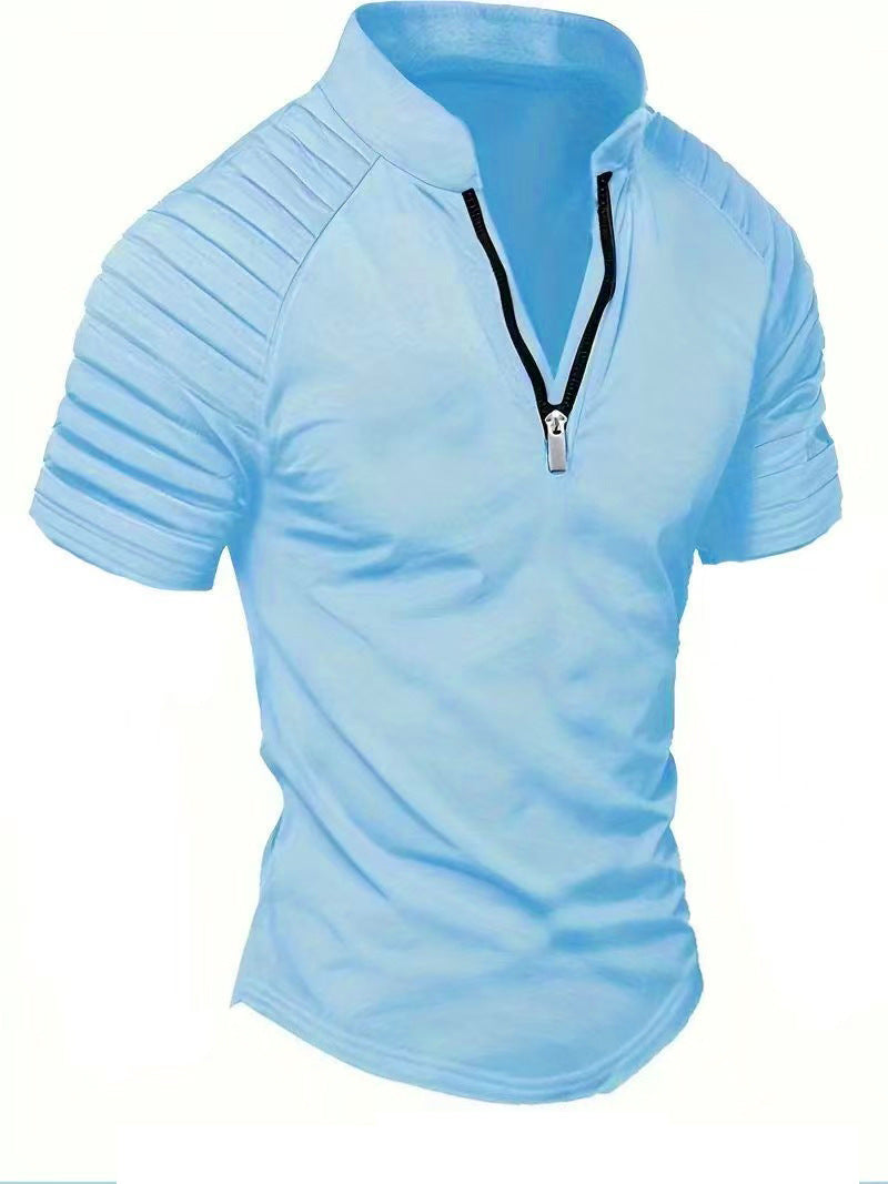 Short Sleeve Sports T-Shirt for Men with Structured Zipper Lune London