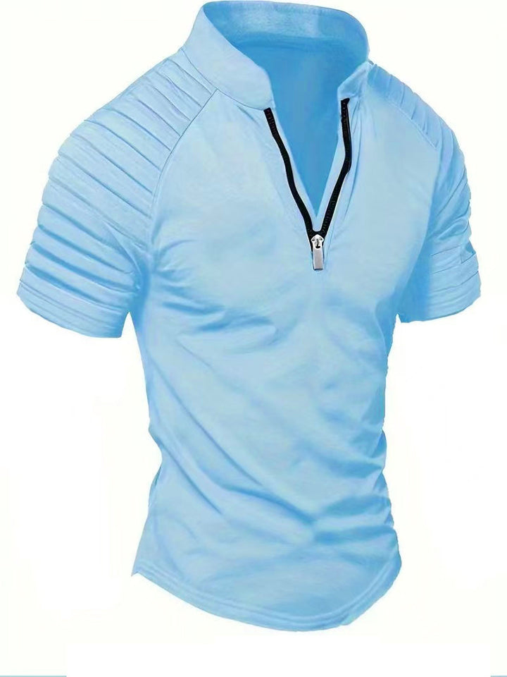 Short Sleeve Sports T-Shirt for Men with Structured Zipper Lune London