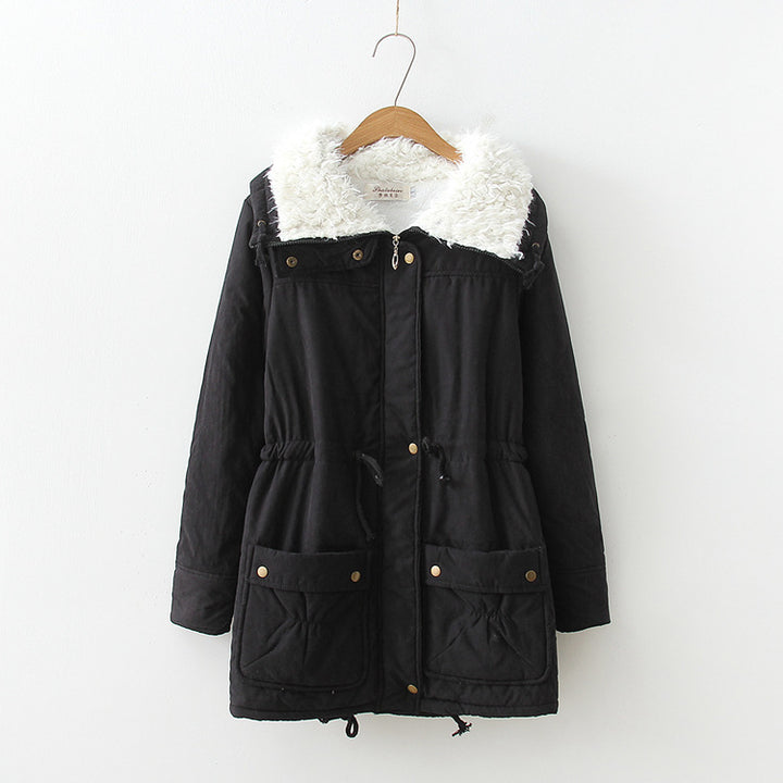 Women's winter coat, straight cut, with faux fur collar and practical pockets Lune London
