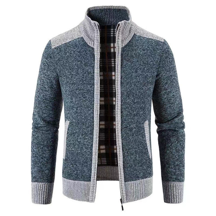 Men's knitted jacket with high collar and stylish details Lune London