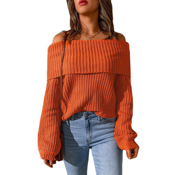 Comfortable knit sweater with off-the-shoulder Lune London