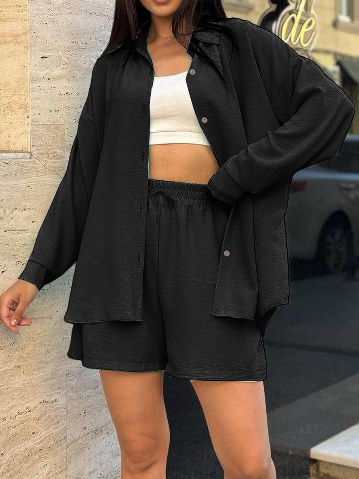 Casual overshirt set for women with elastic waist and loose shorts Lune London