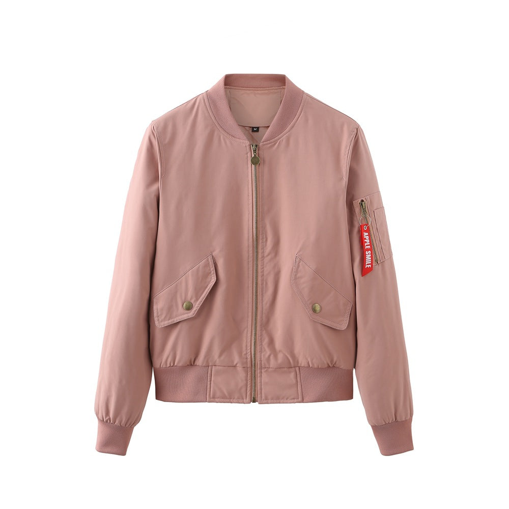 Elegant women's bomber jacket with practical side pockets and elastic edges Lune London