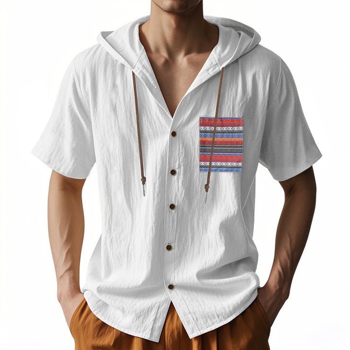 Casual short sleeve shirt for men with hood and colorful pattern Lune London