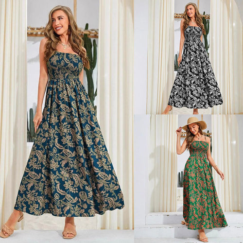 Ladies floral print maxi dress with spaghetti straps Amarae