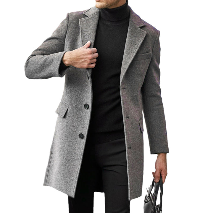 Elegant wool coat for men with a classic collar and hidden buttons Amarae