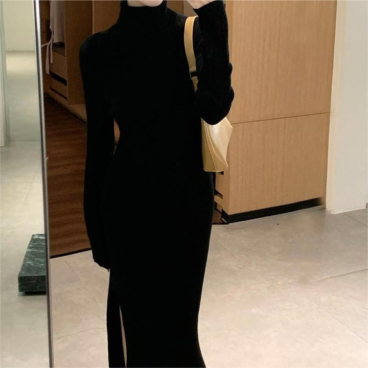 Robe en tricot élégante pour femmes avec col haut et design ajusté Chic & Stil