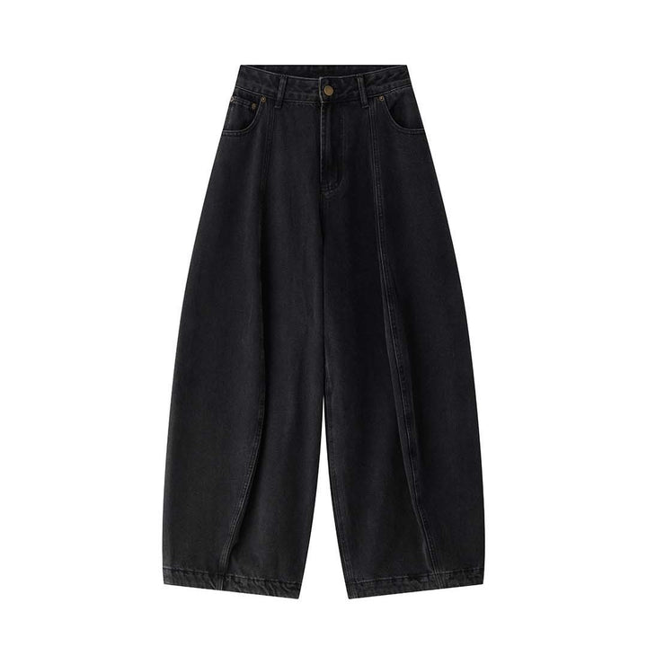 Women's Extra Wide High-Waist Denim Pants in Balloon Cut with Center Seam Details Amarae