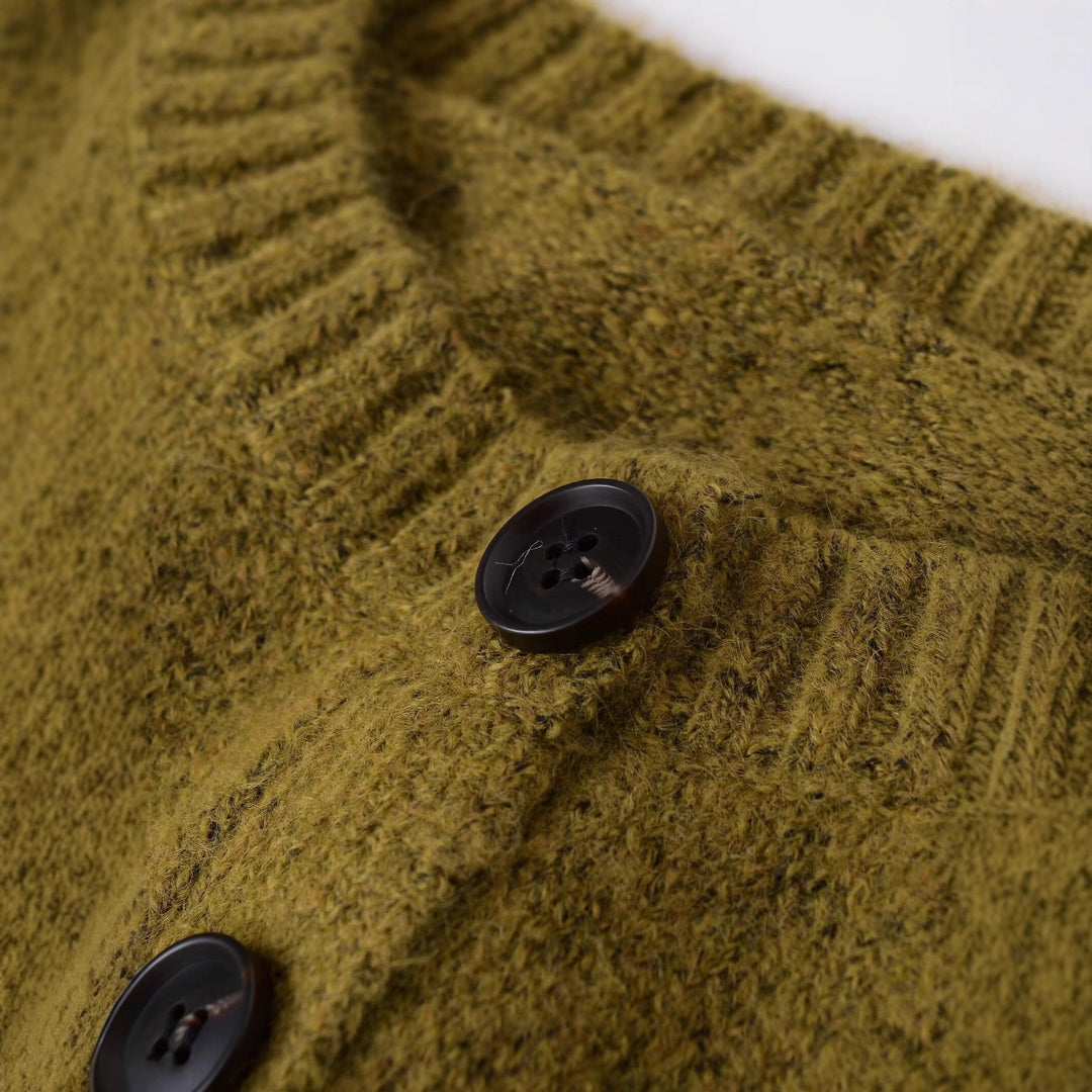 Women's Boucle Pullover with Henley Button Placket and Raglan Sleeves Amarae