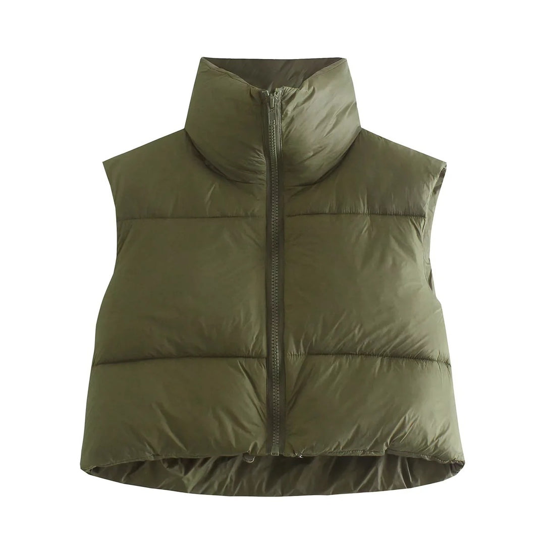 Ladies short quilted jacket with high collar Lune London
