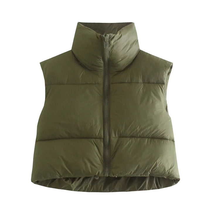 Ladies short quilted jacket with high collar Lune London