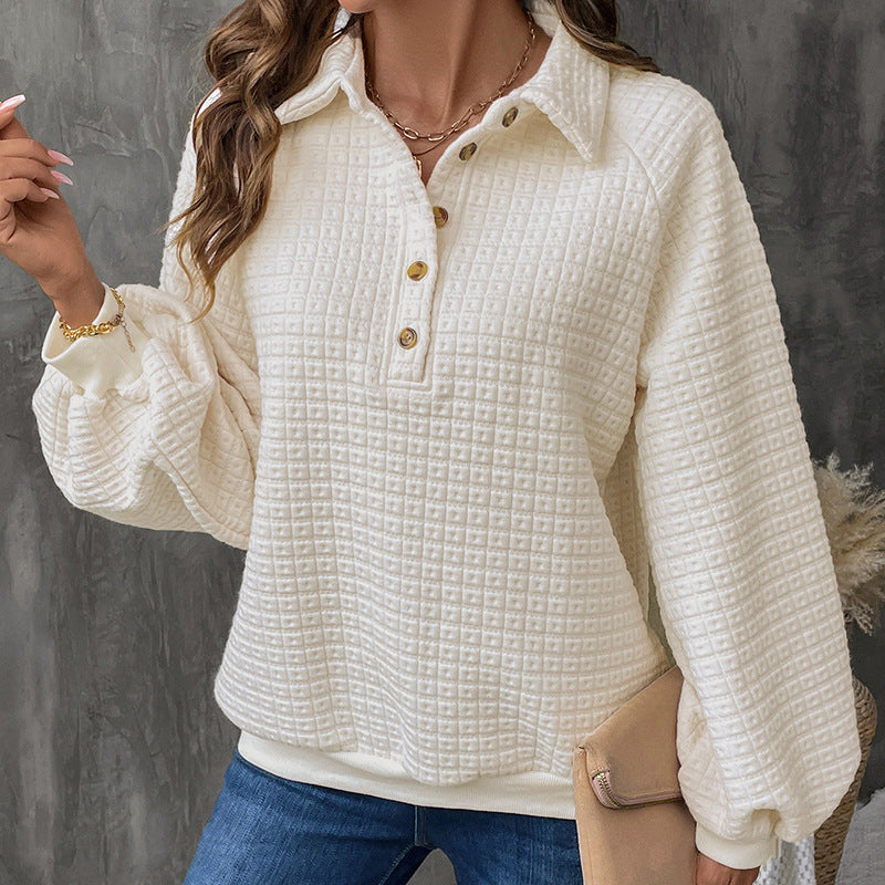 Women casual sweatshirt with button placket and oversized fit Lune London
