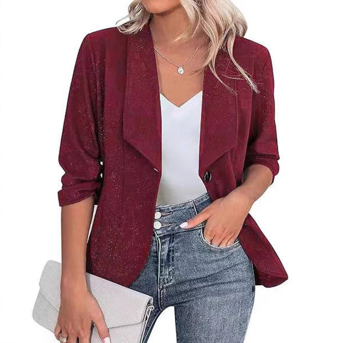 Women's Glitter Blazer Jacket with Feminine Silhouette and Elegant Lapels Lune London