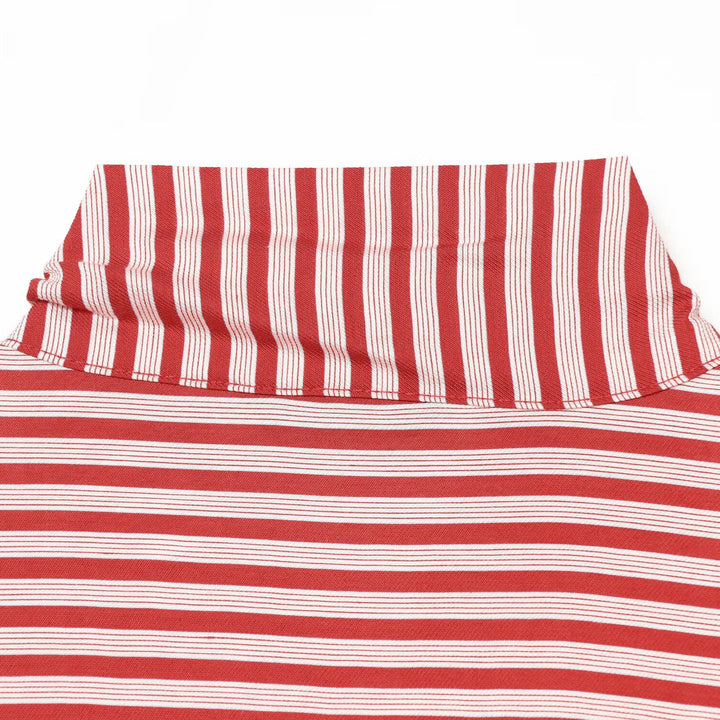 Women Striped Blouse with Ruffle Yoke and Bow Collar Amarae