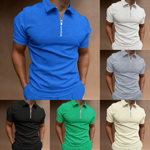 Men's zip polo short sleeves textured Amarae