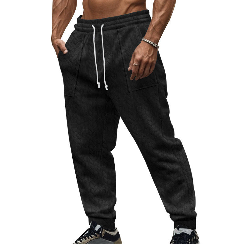 Men's leisure pants made of textured fleece with practical side pockets Lune London