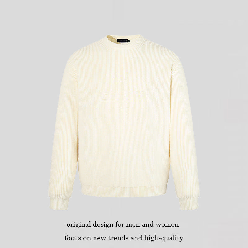 Men's fine knit sweater with round neckline and ribbed textured knit Amarae