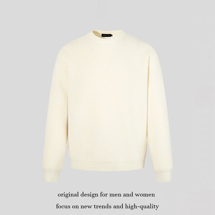 Men's fine knit sweater with round neckline and ribbed textured knit Amarae