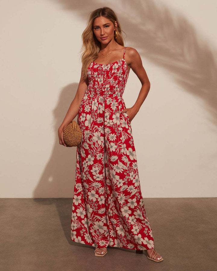 Women's maxi dress with floral design and elastic waist Lune London