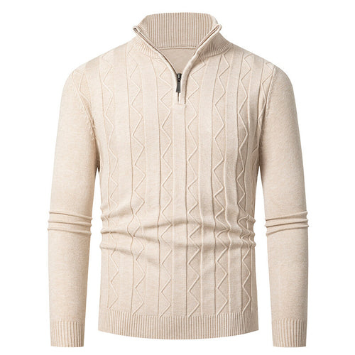 Men's knitted sweater with stylish zipper and cable-knit pattern Amarae