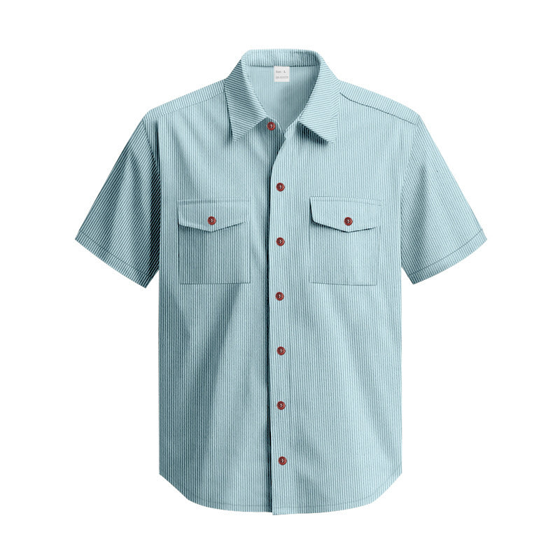 Short-sleeved shirt for men with textured surface and practical chest pockets Lune London