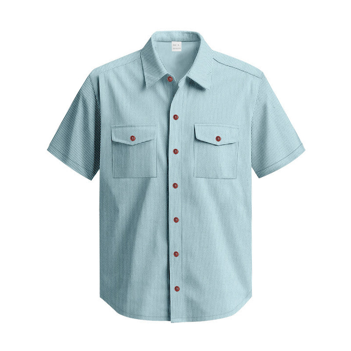 Short-sleeved shirt for men with textured surface and practical chest pockets Lune London