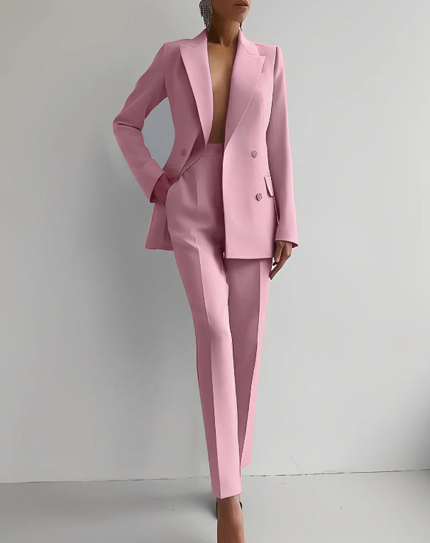 Women's Elegant Double-Breasted Blazer with Tailored Trousers Lune London