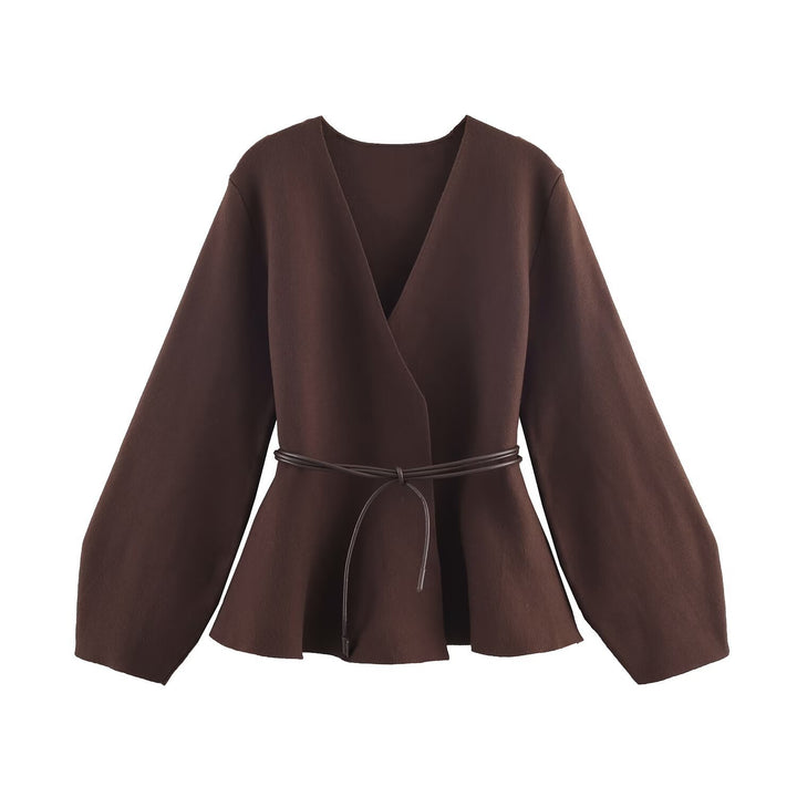 Wrap jacket for ladies with waist belt and wide sleeves Lune London